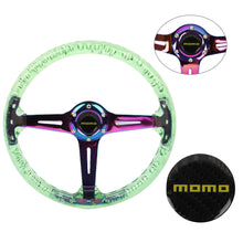 Load image into Gallery viewer, Brand New JDM Momo Universal 6-Hole 350mm Deep Dish Vip Green Crystal Bubble Neo Spoke Steering Wheel