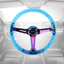 Load image into Gallery viewer, Brand New JDM Momo Universal 6-Hole 350mm Deep Dish Vip Blue Crystal Bubble Neo Spoke Steering Wheel