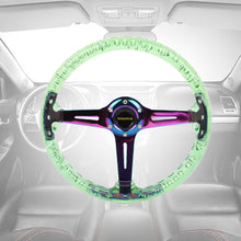 Load image into Gallery viewer, Brand New JDM Momo Universal 6-Hole 350mm Deep Dish Vip Green Crystal Bubble Neo Spoke Steering Wheel