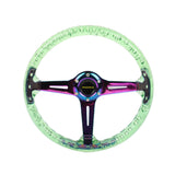 Brand New JDM Momo Universal 6-Hole 350mm Deep Dish Vip Green Crystal Bubble Neo Spoke Steering Wheel
