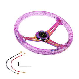 Brand New JDM Momo Universal 6-Hole 350mm Deep Dish Vip Purple Crystal Bubble Neo Spoke Steering Wheel