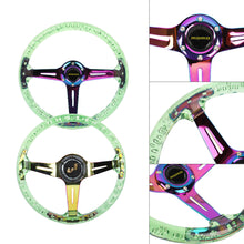 Load image into Gallery viewer, Brand New JDM Momo Universal 6-Hole 350mm Deep Dish Vip Green Crystal Bubble Neo Spoke Steering Wheel