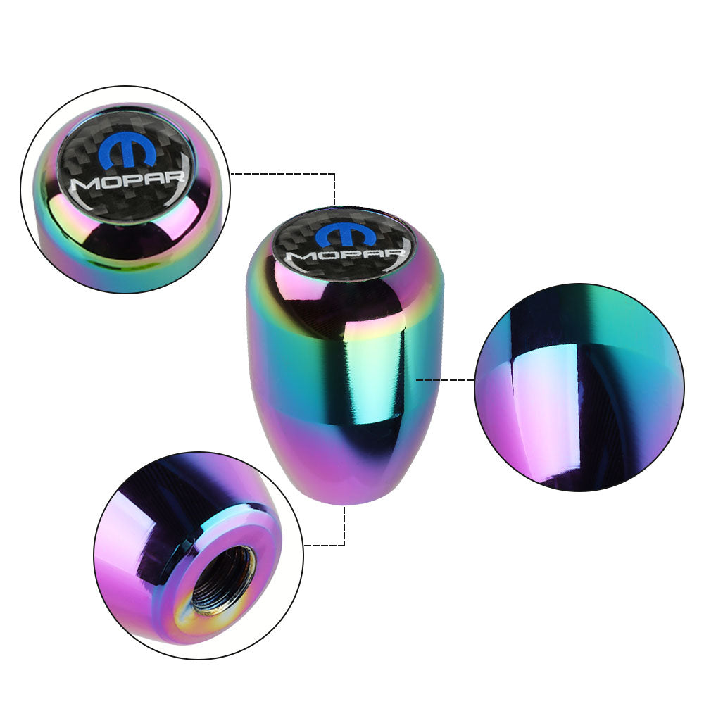 Brand New JDM Mopar Universal Real Carbon Fiber Sticker Aluminum Manual Gear Stick Neo Chrome Shift Knob Shifter M8 M10 M12