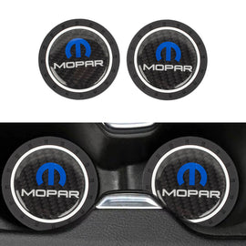 Brand New 2PCS Mopar Real Carbon Fiber Car Cup Holder Pad Water Cup Slot Non-Slip Mat Universal