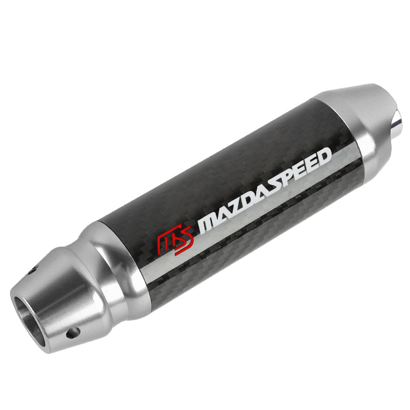 Brand New Mazdaspeed Universal Real Carbon Fiber Silver Aluminum Automatic Transmission Racing Gear Shift Knob
