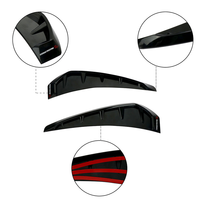 Brand New Mazdaspeed Universal Car Glossy Black Side Door Fender Vent Air Wing Cover Trim ABS Plastic