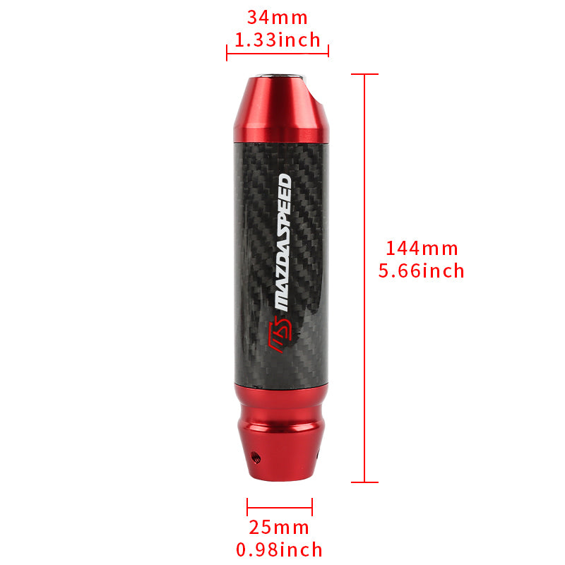 Brand New Mazdaspeed Universal Real Carbon Fiber Red Aluminum Automatic Transmission Racing Gear Shift Knob