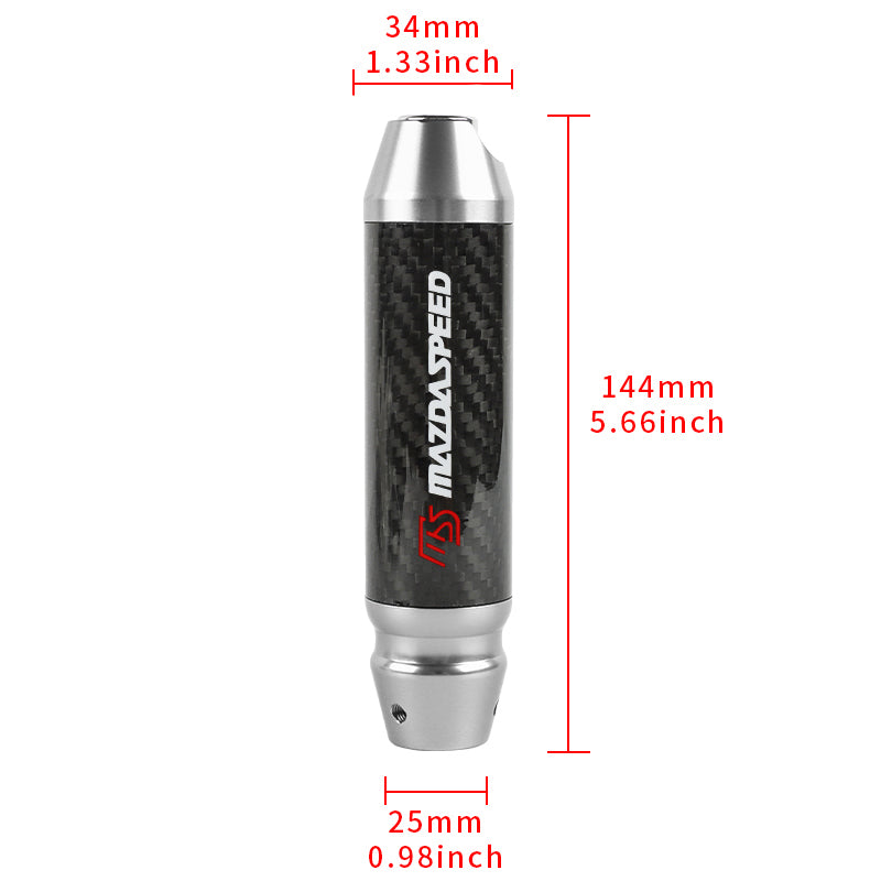 Brand New Mazdaspeed Universal Real Carbon Fiber Silver Aluminum Automatic Transmission Racing Gear Shift Knob