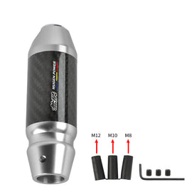 Brand New Mugen Universal Real Carbon Fiber Silver Aluminum Automatic Transmission Racing Gear Shift Knob