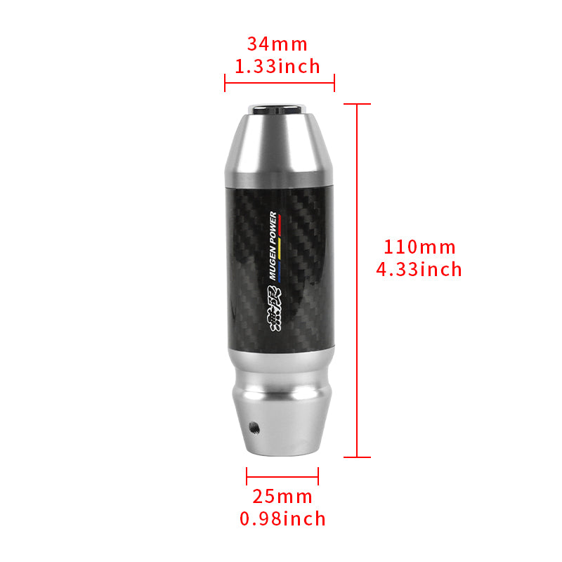 Brand New Mugen Universal Real Carbon Fiber Silver Aluminum Automatic Transmission Racing Gear Shift Knob