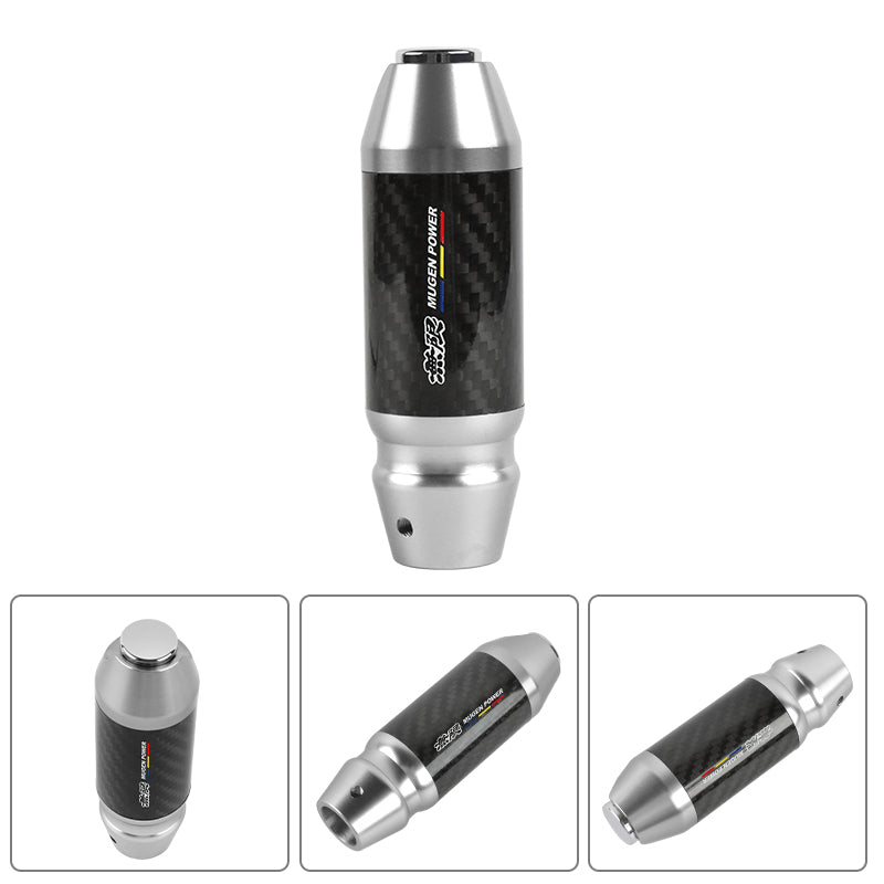 Brand New Mugen Universal Real Carbon Fiber Silver Aluminum Automatic Transmission Racing Gear Shift Knob