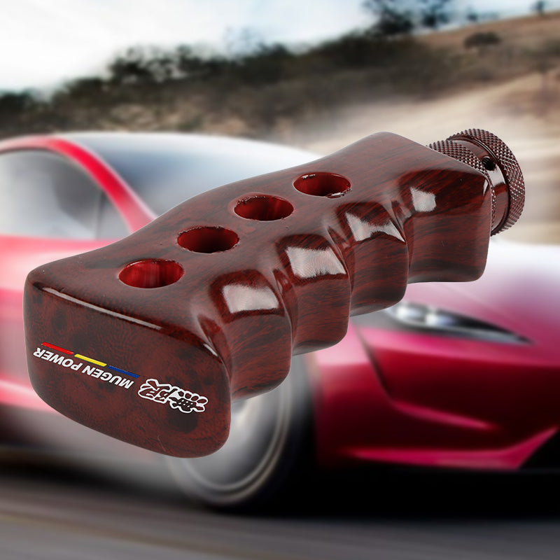 Brand New Universal Mugen Dark Wood Slotted Pistol Grip Handle Manual Gear Shift Knob Shifter M8 M10 M12
