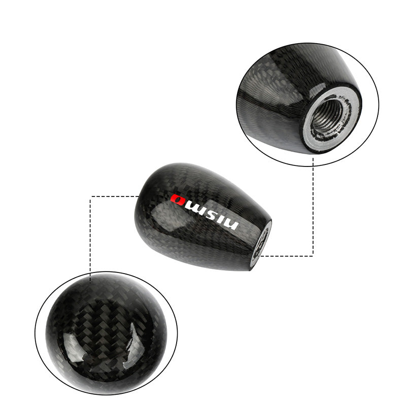 Brand New Universal Nismo Black Real Carbon Fiber Manual Gear Stick Shift Knob Shifter M8 M10 M12