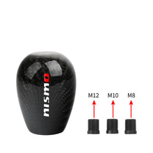 Load image into Gallery viewer, Brand New Universal Nismo Black Real Carbon Fiber Manual Gear Stick Shift Knob Shifter M8 M10 M12