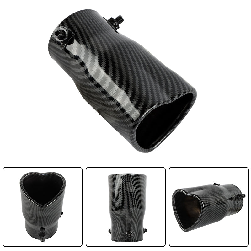 Brand New Universal Carbon Fiber Look Heart Shaped Stainless Steel Car Exhaust Pipe Muffler Tip Trim Straight