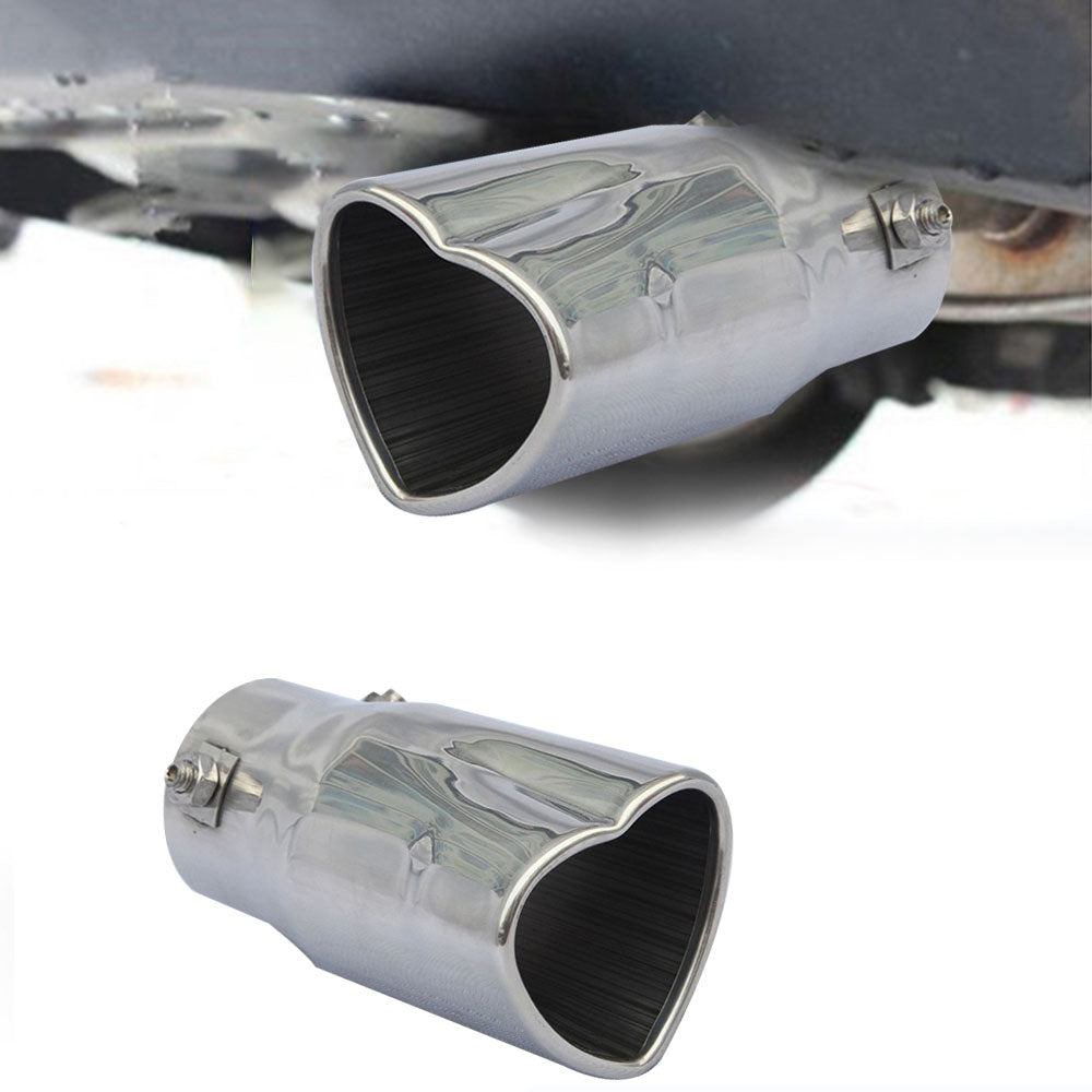 Brand New Universal Silver Heart Shaped Stainless Steel Car Exhaust Pipe Muffler Tip Trim Staight