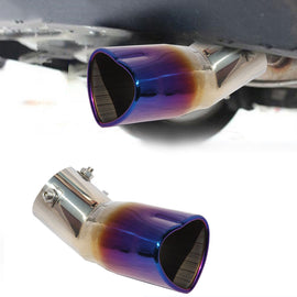 Brand New Universal Burnt Blue Heart Shaped Stainless Steel Car Exhaust Pipe Muffler Tip Trim Bend