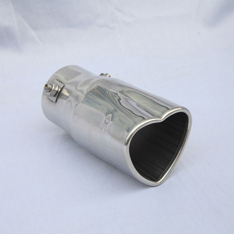 Brand New Universal Silver Heart Shaped Stainless Steel Car Exhaust Pipe Muffler Tip Trim Staight