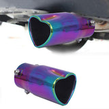Brand New Universal Neo Chrome Heart Shaped Stainless Steel Car Exhaust Pipe Muffler Tip Trim Staight