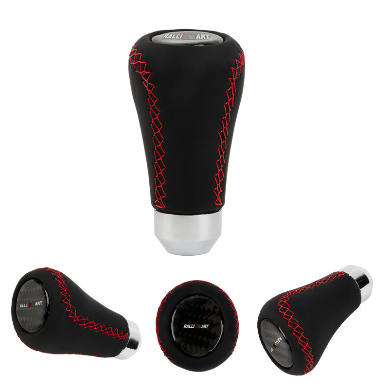 Brand New Universal Ralliart Red Stitches Black Leather Manual Car Gear Shift Knob Shifter Lever M8 M10 M12