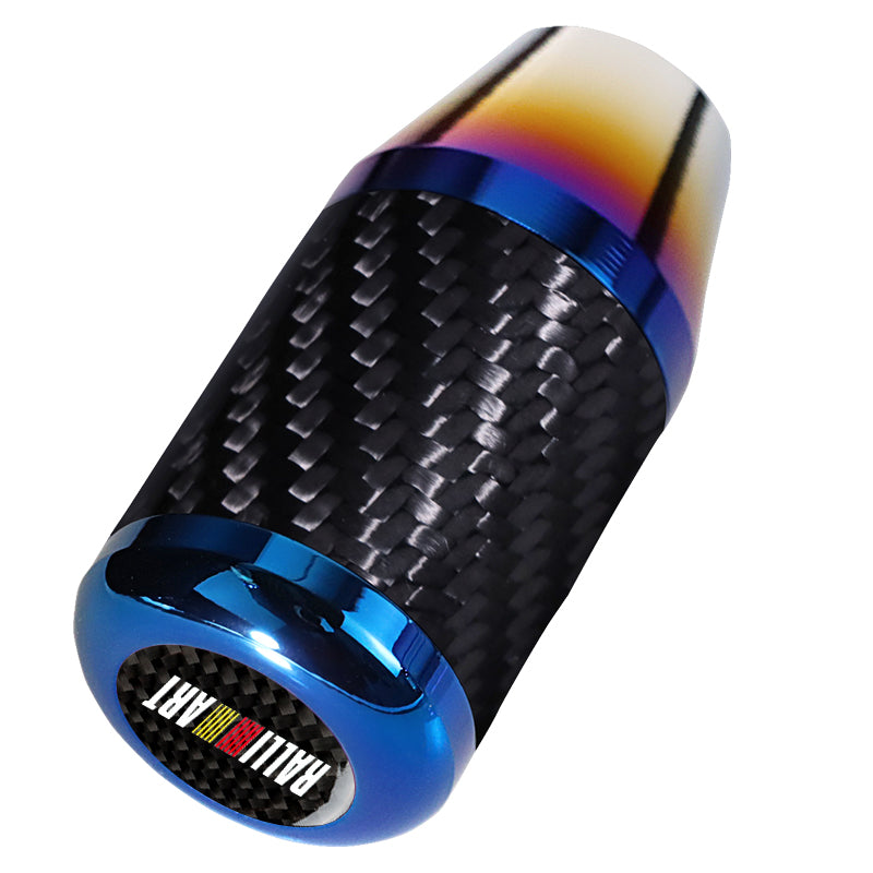 Brand New Universal Ralliart Car Gear Manuel Stick Real Carbon Fiber / Burnt Blue Shift Knob M8 M10 M12
