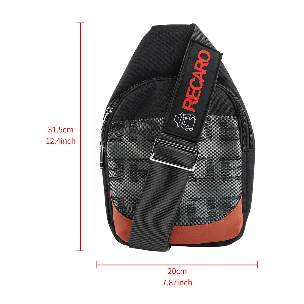 Brand New JDM Recaro Black Backpack Molle Tactical Sling Chest Pack Shoulder Waist Messenger Bag