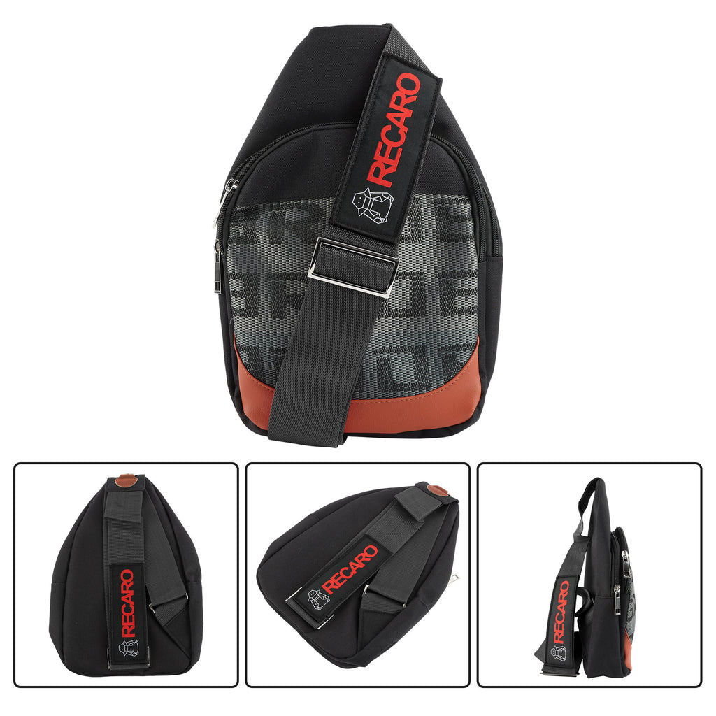 Brand New JDM Recaro Black Backpack Molle Tactical Sling Chest Pack Shoulder Waist Messenger Bag