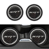 Brand New 2PCS SRT Real Carbon Fiber Car Cup Holder Pad Water Cup Slot Non-Slip Mat Universal