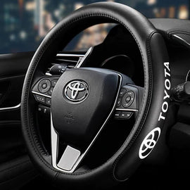Brand New Universal Toyota Black PVC Leather Steering Wheel Cover 14.5