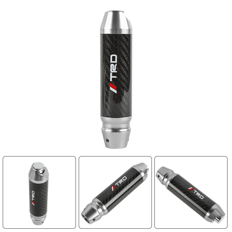 Brand New TRD Universal Real Carbon Fiber Silver Aluminum Automatic Transmission Racing Gear Shift Knob