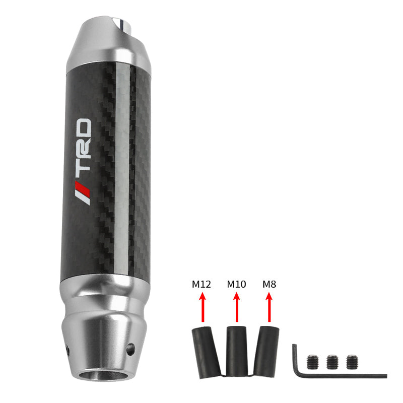 Brand New TRD Universal Real Carbon Fiber Silver Aluminum Automatic Transmission Racing Gear Shift Knob