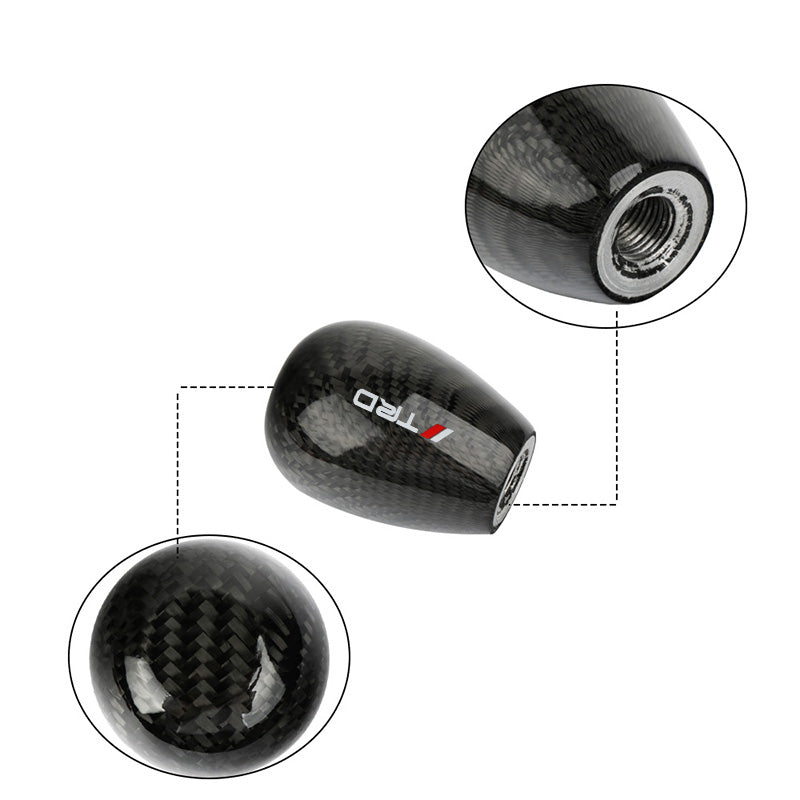 Brand New Universal TRD Black Real Carbon Fiber Manual Gear Stick Shift Knob Shifter M8 M10 M12