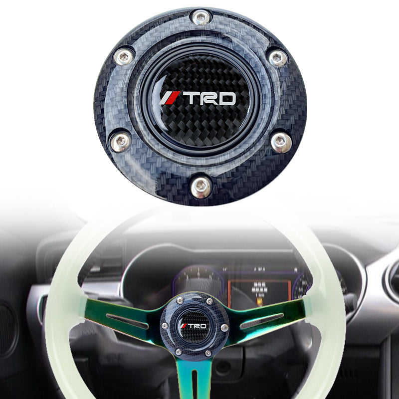 BRAND NEW JDM TRD UNIVERSAL CARBON FIBER CAR HORN BUTTON STEERING WHEEL CENTER CAP