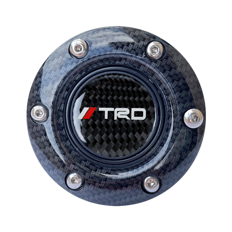 BRAND NEW JDM TRD UNIVERSAL CARBON FIBER CAR HORN BUTTON STEERING WHEEL CENTER CAP