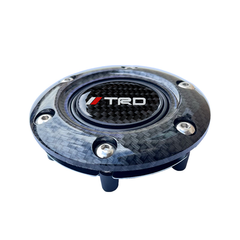 BRAND NEW JDM TRD UNIVERSAL CARBON FIBER CAR HORN BUTTON STEERING WHEEL CENTER CAP