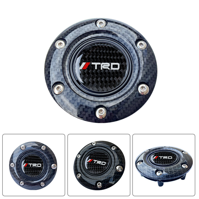 BRAND NEW JDM TRD UNIVERSAL CARBON FIBER CAR HORN BUTTON STEERING WHEEL CENTER CAP