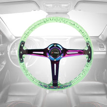 Load image into Gallery viewer, Brand New JDM TRD Universal 6-Hole 350mm Deep Dish Vip Green Crystal Bubble Neo Spoke Steering Wheel