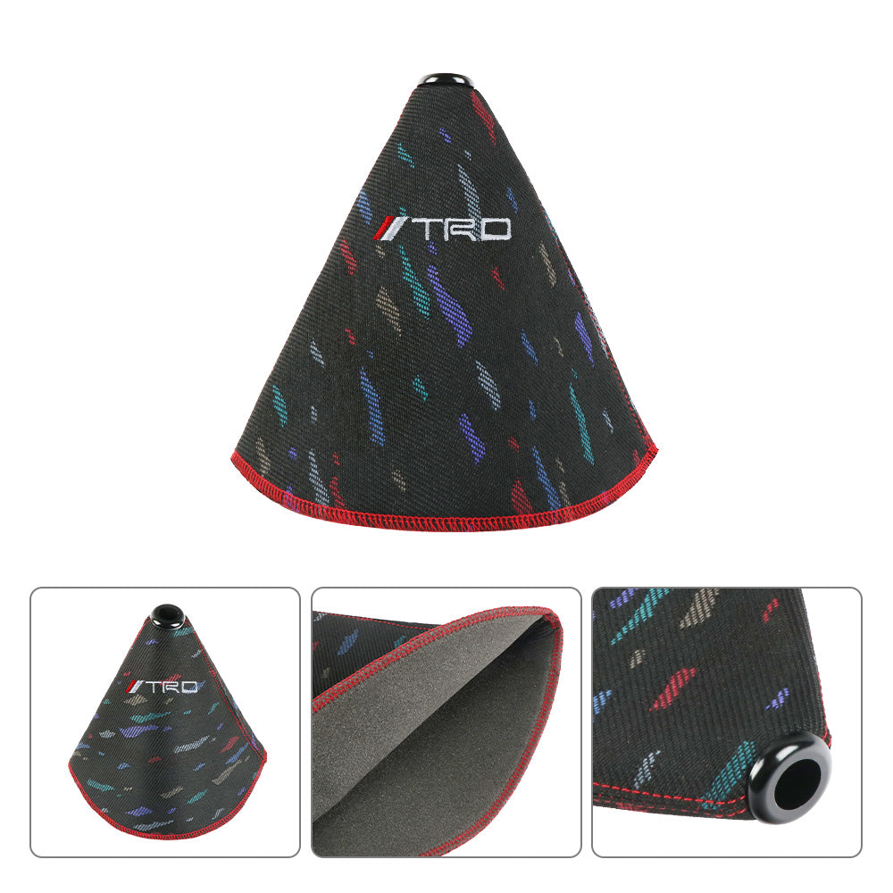 BRAND NEW UNIVERSAL JDM BLACK TRD Style Shift Knob Shifter Boot Cover Red Stitch AT/MT Universal