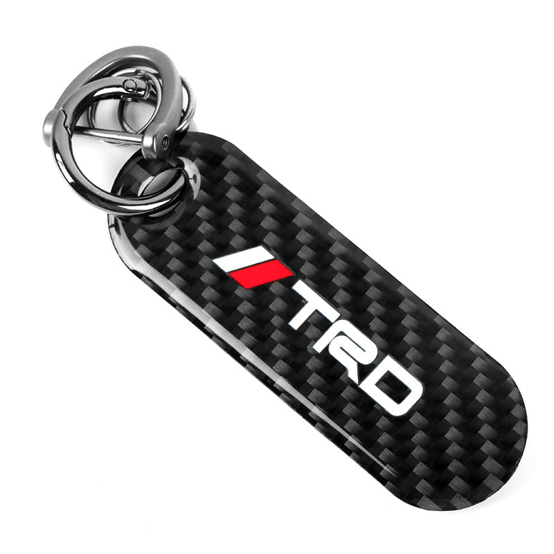Brand New Universal 100% Real Carbon Fiber Keychain Key Ring For TRD