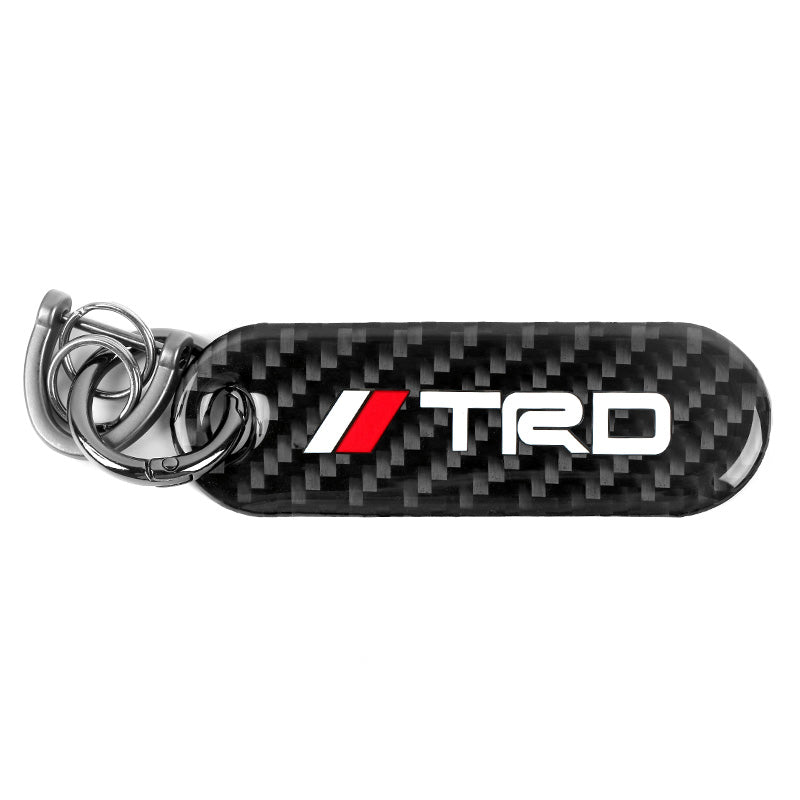 Brand New Universal 100% Real Carbon Fiber Keychain Key Ring For TRD