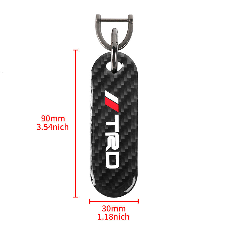 Brand New Universal 100% Real Carbon Fiber Keychain Key Ring For TRD