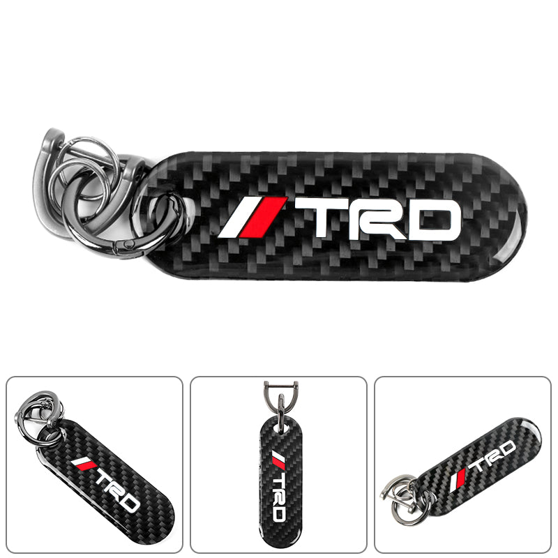 Brand New Universal 100% Real Carbon Fiber Keychain Key Ring For TRD