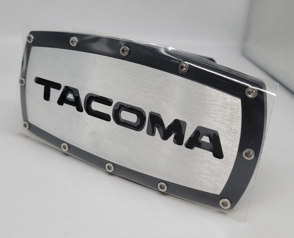 Brand New Toyota Tacoma Black Tow Hitch Cover Plug Cap 2" Trailer Receiver Engraved Billet Allen Bolts Official Licensed Products