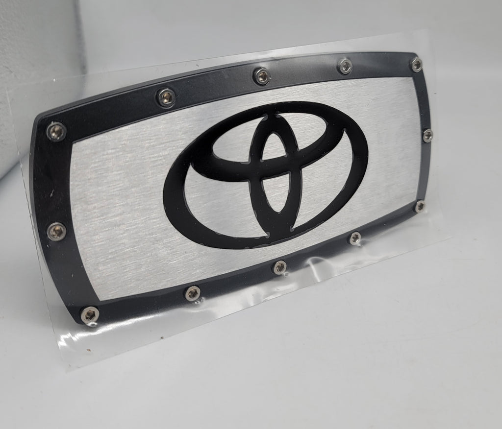 Brand New Toyota Logo Black Tow Hitch Cover Plug Cap 2" Trailer Receiver Engraved Billet Allen Bolts Official Licensed Products