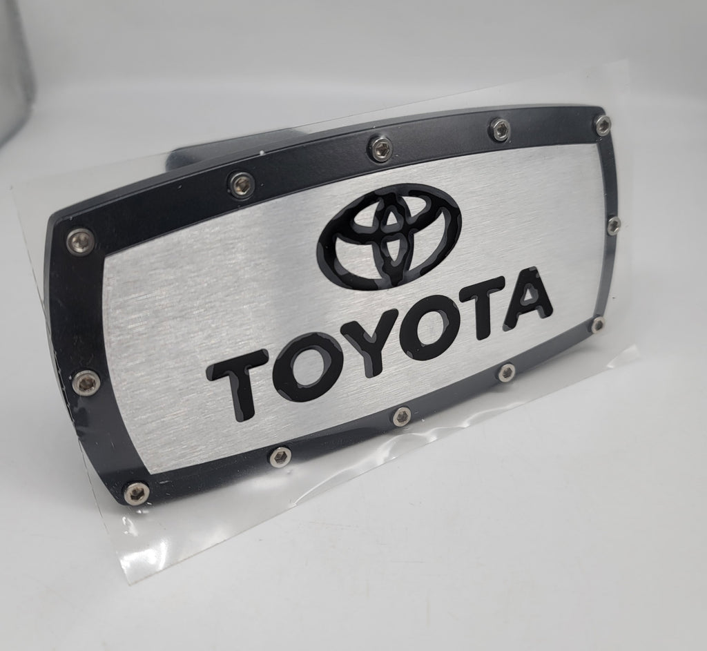 Brand New Toyota Black Tow Hitch Cover Plug Cap 2" Trailer Receiver Engraved Billet Allen Bolts Official Licensed Products