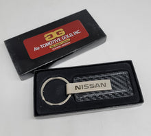 Load image into Gallery viewer, Brand New Nissan Engraved Rectangle Carbon Fiber Leather Fob Keyring Keychain Official Licensed Product - JK Racing Inc