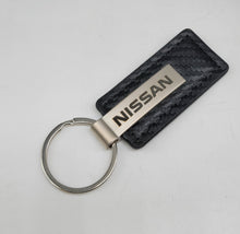 Load image into Gallery viewer, Brand New Nissan Engraved Rectangle Carbon Fiber Leather Fob Keyring Keychain Official Licensed Product - JK Racing Inc