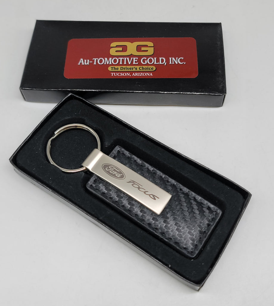 Ford Performance Keychain Brand New Ford Focus Engraved Rectangle Carbon Fiber Leather Fob Keyri ...
