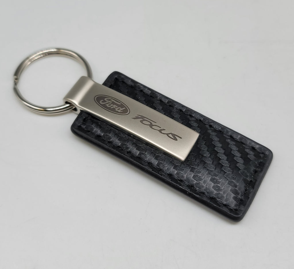 Ford Performance Keychain Brand New Ford Focus Engraved Rectangle Carbon Fiber Leather Fob Keyri ...