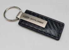 Load image into Gallery viewer, Brand New Ford Explorer Engraved Rectangle Carbon Fiber Leather Fob Keyring Keychain Official Licensed Product